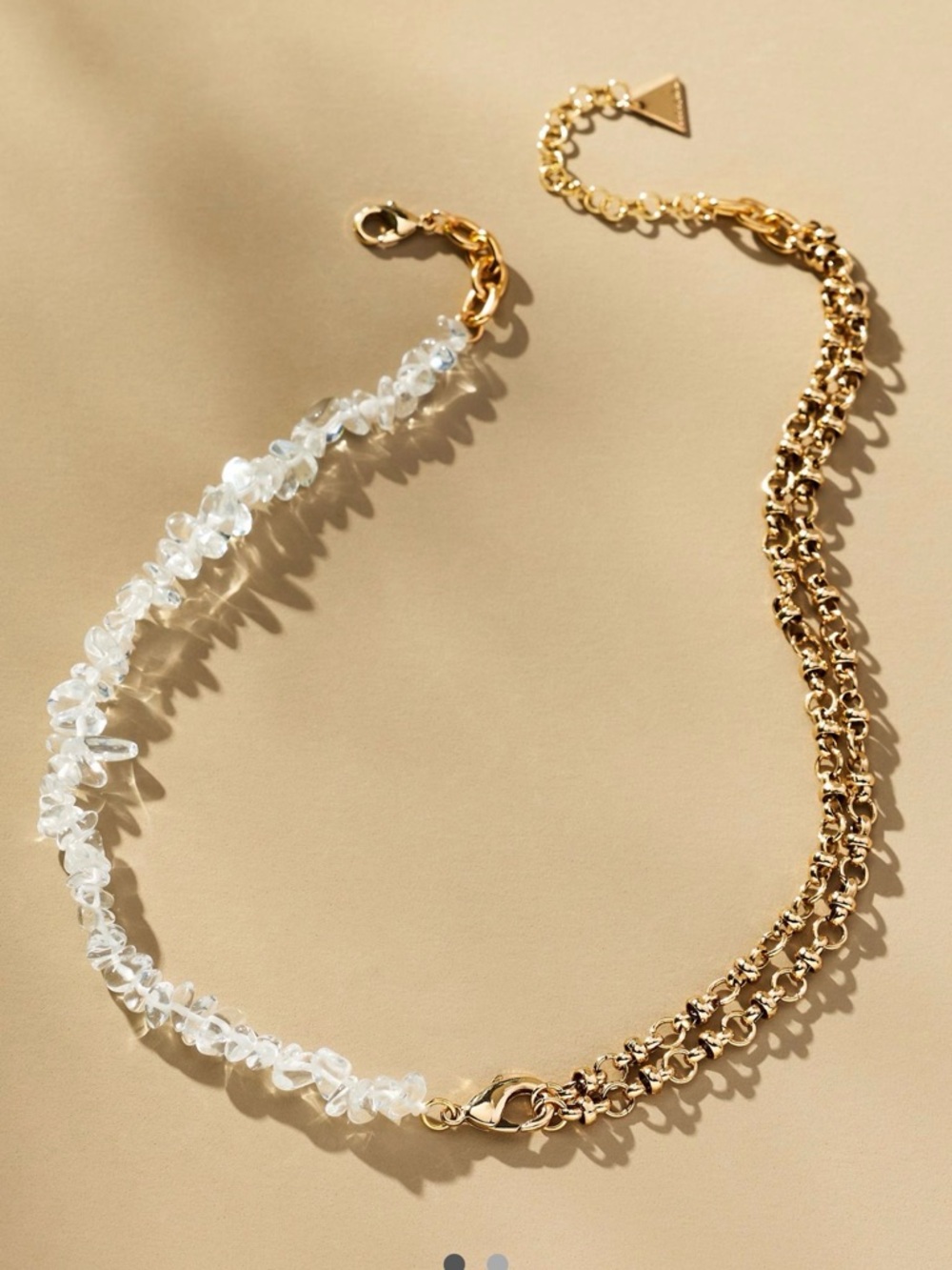 Anthropologie Half Rock Crystal Chain Necklace- NWT